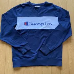 Champion ネイビー ロゴ スウェット　L