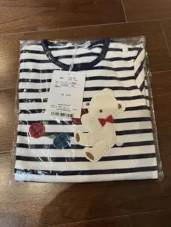 ストライプ柄 クマ刺繍 ワンピース80サイズ　familiar