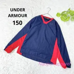 UNDER ARMOUR 配色　Vネック　ウインドブレーカー　紺×赤　150