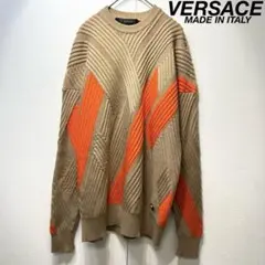 希少 VERSACE 上質 ウール 総柄 メデューサロゴ デザイン ニット 48のサムネイル