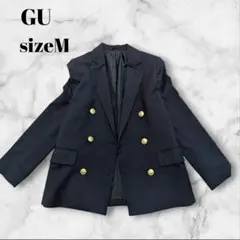 ジーユー　テーラードジャケット　ダブル　ネイビー　金ボタン　サイズM