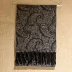 〈未使用品〉ペイズリー柄 グレー マフラー フリンジ付き