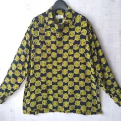 monsieur NICOLE総柄レーヨンシャツ　レトロ柄　80'　ヴィンテージ
