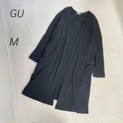 GU　ワッフル生地　ロングカーディガン　コットン　前開き　長袖　275888
