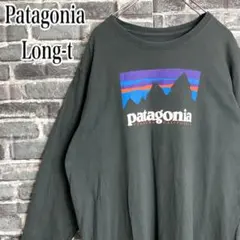 パタゴニア☆ロンT 古着 L ダークグリーン ビッグロゴ ゆるだぼ 人気he4