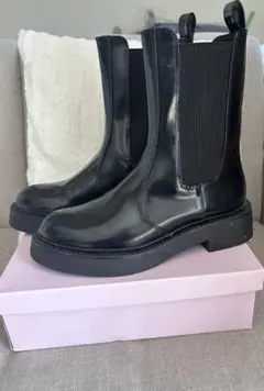 ZARA 美品　ブラックレザー サイドゴアブーツ 人気完売品