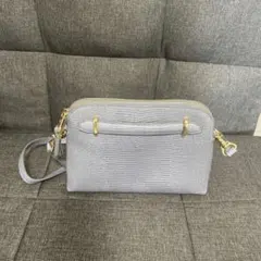 水色　クロコダイル型押し ショルダーバッグ