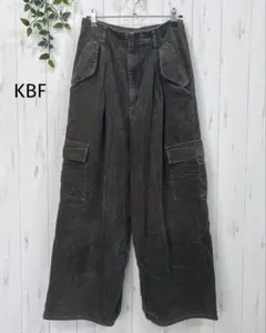 美品♪KBF ケービーエフ♪カーキ コーデュロイ カーゴワイドパンツ 36