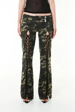 y2k♡ ローライズフレアレザーパンツGENA LACE UP FLARES - メルカリ