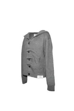 theredthread S button knit hoodie gray