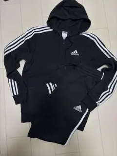 【王道】アディダス セットアップ ジャージ上下 スウェット パーカー 黒 M