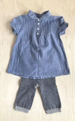 無印良品kids 上下set ワンピースシャツ、ぴったりズボン80〜90
