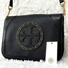 【極美品】 トリーバーチ ショルダーバッグ 2way 黒 フラップ ビックロゴ
