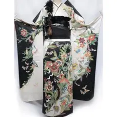 難あり品◆ 振袖単品158cm◆正絹クリーム色総絞りきぬたや成人式前撮りTD02 難あり品◇ 振袖単品158cm◇正絹クリーム色総絞りきぬたや成人式前撮り