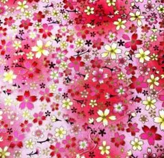 コットン　生地 ハギレ布 和柄 桜 さくら　花柄　金糸プリント 50cm ピンク
