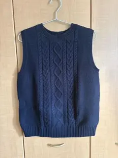 UNIQLOユニクロ　ローゲージケーブル編み　クルーネック　ベスト　XL