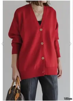 【新品タグ付】ボンジュールサガン　ダンボールニットカーディガン　レッド