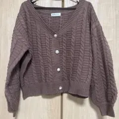 ブラウン長袖ニット