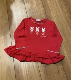 miki house 赤いウサギのトップス 80