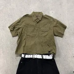 【68&brothers】短丈シャツ 半袖 ショート丈 海外ストリート カーキのサムネイル