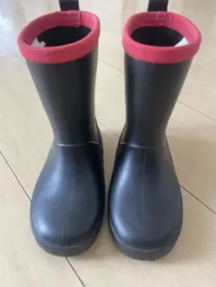 キッズ長靴 18cm 男の子 レインブーツ 黒 シンプル 通園通学に