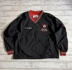 チャンピオン ナイロンジャケット プルオーバー L ブラック 刺繍 サッカー