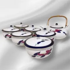 香蘭社 山茶花 さざんか 茶器セット 急須 蓋付き湯呑み 6客 未使用