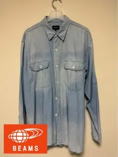 【美品】BEAMS MEN / フェード ワーク イージーシャツ