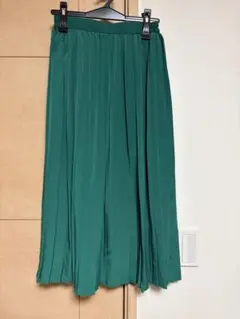 グリーン プリーツロングスカート