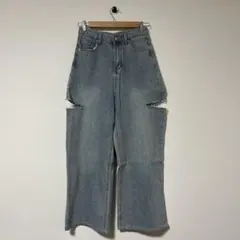 カットアウトデザイン ワイドレッグデニムパンツのサムネイル