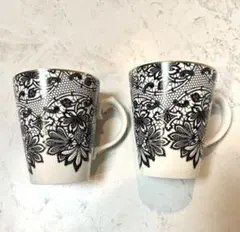 新品　Francfranc エーデルマグホワイト　花柄マグカップ 2個セット