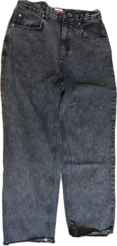 ビッグボーイ似 テーパードバギーデニム 裾カット ブラック