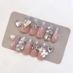 ネイルチップ 量産型 フレンチガーリー ワンホン 千鳥柄 推しネイル