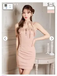 Dazzy ホルターネックファー谷間ジップタイトミニ丈キャバドレス Mサイズ