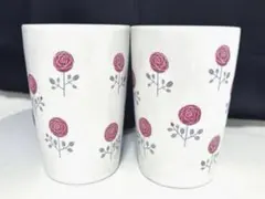 陶器 薔薇柄 コップ ペア タンブラー 2個セット 花柄 日本製 前畑株式会社