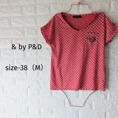 300円〜アンドバイピンキーアンドダイアン 水玉Tシャツ M ロゴ 赤 ドットのサムネイル