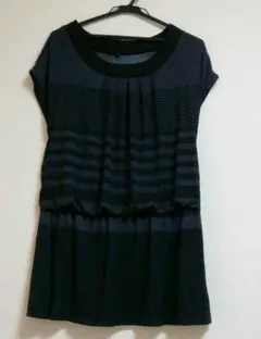 新品未使用　黒とグレーの縞のミニワンピース