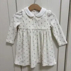 ラルフローレン　クリーム色花柄ワンピース 襟付き　12M