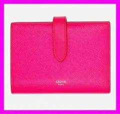 【美品】セリーヌ　ミディアムストラップウォレット　CELINE　ピンク　財布