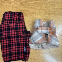犬服セット 赤黒チェック柄とベージュのサムネイル