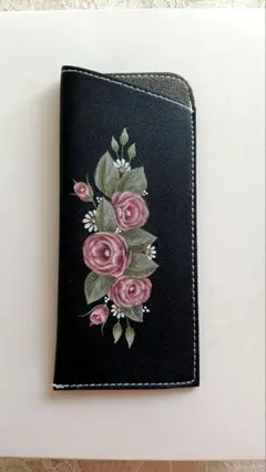 トールペイント　バラのメガネケース　ハンドメイド