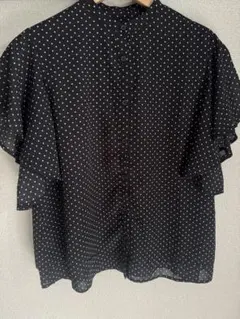美品⭐︎RAY CASSIN/ドット柄 フリル袖 ブラウス 黒/size Freeのサムネイル