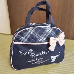 Pom Ponette ポンポネット チェック柄 ピンク リボン トートバッグ