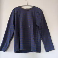 agnes b. 長袖カットソー 青茶ストライプ