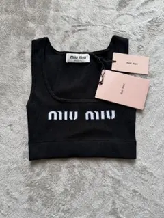 miu miu ブラック タンクトップ　最終値下げ Miu Miu ロゴ タンクトップ | ブラック | FARFETCH JP