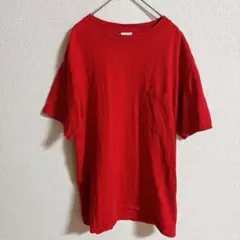 デルタ 無地 ポケットTシャツ 丸首 半袖 M 赤 綿 普段着のサムネイル