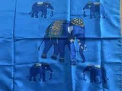 タイシルク スカーフ 象柄 青