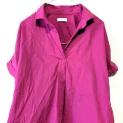 アースミュージック＆エコロジー　マゼンタ シャツ ブラウス 綿100% コットン