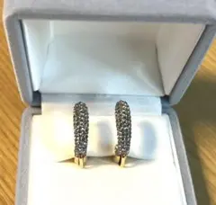 スワロフスキー　フープピアス　PG系×ストーン　美品