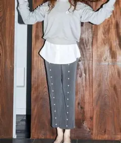 epine エピヌ éパールスラックスパンツ グレー